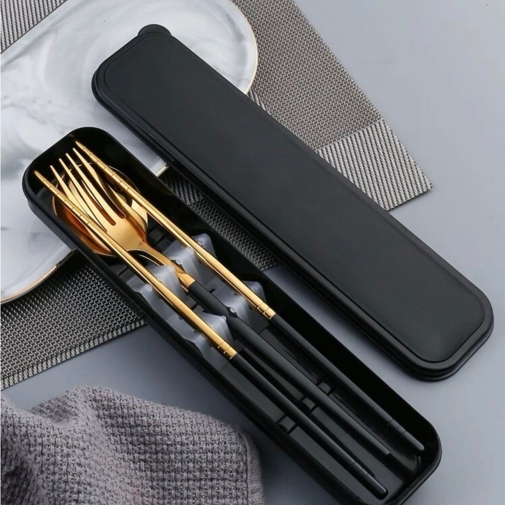Cutlery Three-piece Stainless Steel Portable Spoon Fork Chopsticks Set